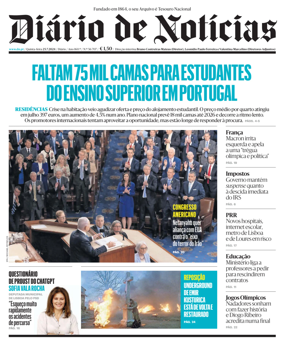 Prima-pagina-Diario de Noticias-edizione-di-oggi-20240725